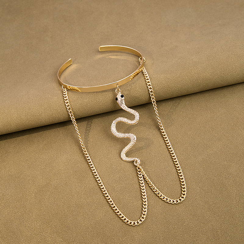 Picture of Metal Wind Arm Ring Simple Long Tassel Snake Distinctive Chain Diamond Jewelry Light Luxury High-end Ring Bracelet