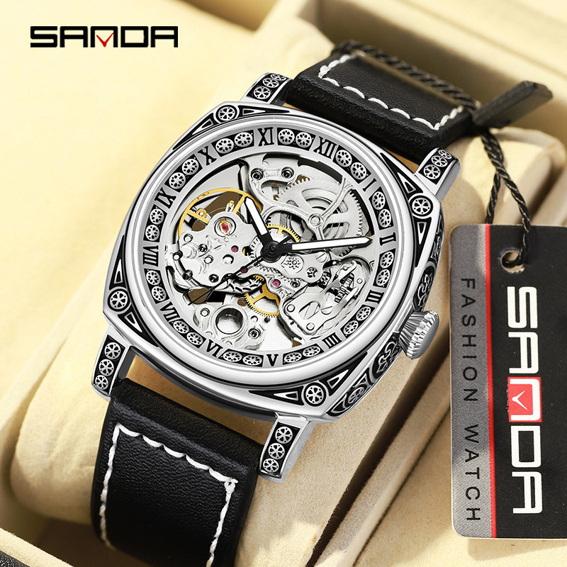 2024 New Arrival Watch Men's Hollow All Mechanical Watch Fashion Belt Live Explosion Big Brand Waterproof Luminous Trend