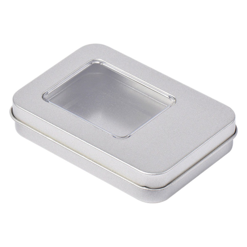 Tinplate Box Creative Custom Digital Product Storage Box Metal Frosted Silver Rectangular Digital U Disk Tin Box