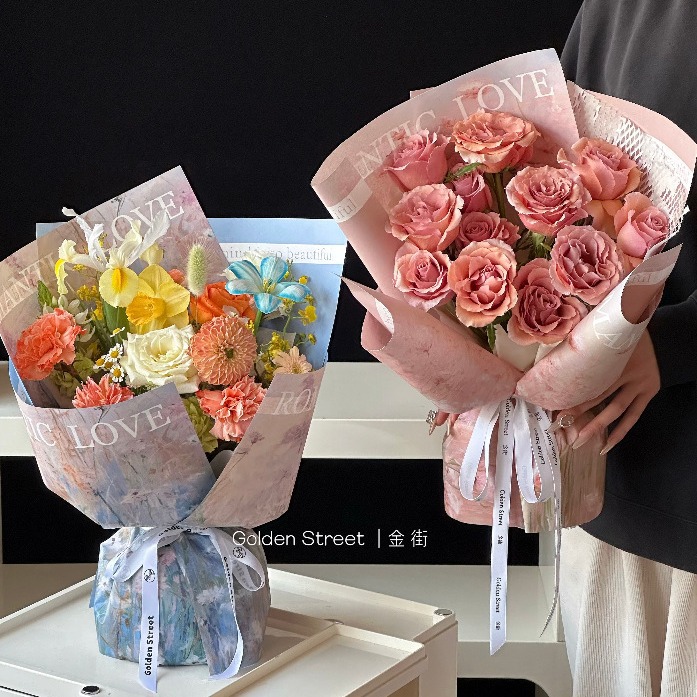 Yitong Chunri Xiaohua Oil Painting Wind Wrapping Paper Micro Waterproof Kraft Paper Easy-to-shape Flower Blossom Paper Handmade Flower Art