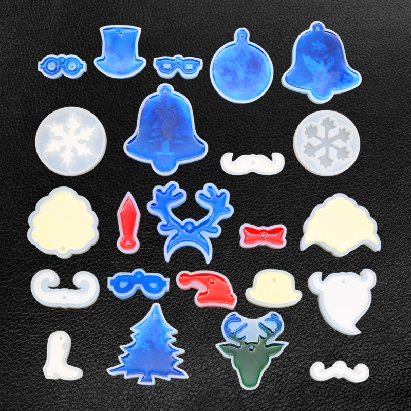 Triumphant diy crystal drop silicone mold Christmas tree snowflake resin mold pendant keychain mold