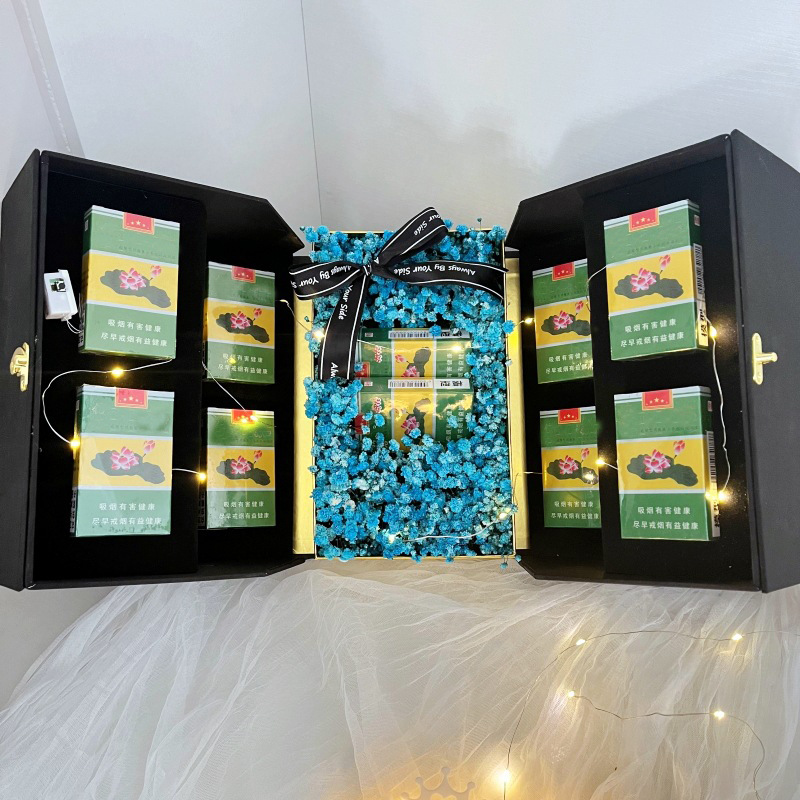 Black Double-Layer Gift Box with Window Opening Flower Gift Box Birthday Smoke Father's Day Christmas Square Boutique Gift Box
