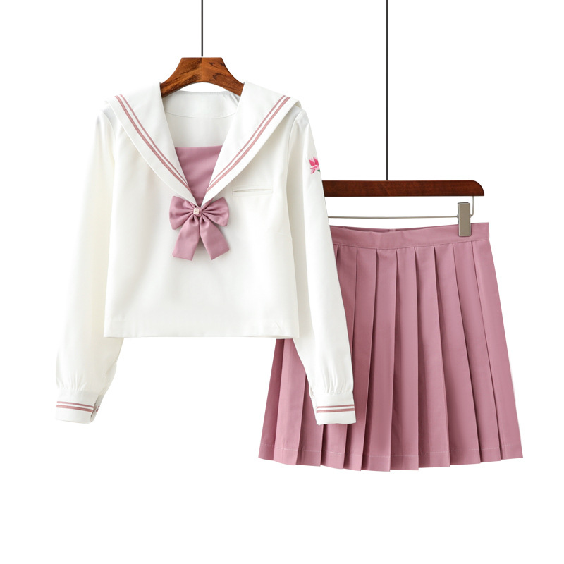 Picture of Japanese Sailor Suit Orthodox Soft Girl JK Uniform Skirt Red Magnolia Japanese Long Sleeve Middle Service Internet Celebrity Student Suit