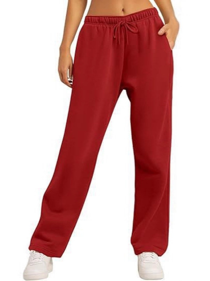 Cross-border European and American wish Amazon women's clothing 2025 fall/winter fleece loose casual high-waisted straight-leg sports sweatpants