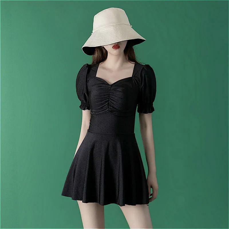 Swimsuit Women's 2025 New Hot Spring High-end Sense Conservative Belly Covering Slimming Flat Corner Swimsuit Sexy Gather-up