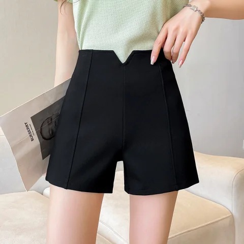 Black Girls 2023 New Shorts Summer High Waist All-match Straight Leg Pants Casual Pants Small A- line Thin