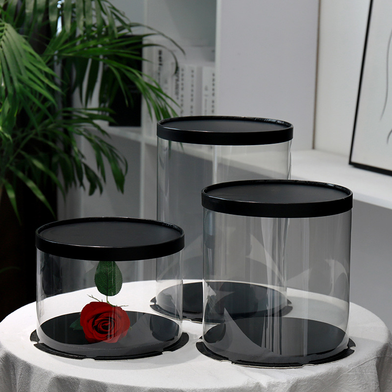 Round transparent cake box 6 inch 8 inch 10 inch single layer double height birthday cake box spot wholesale