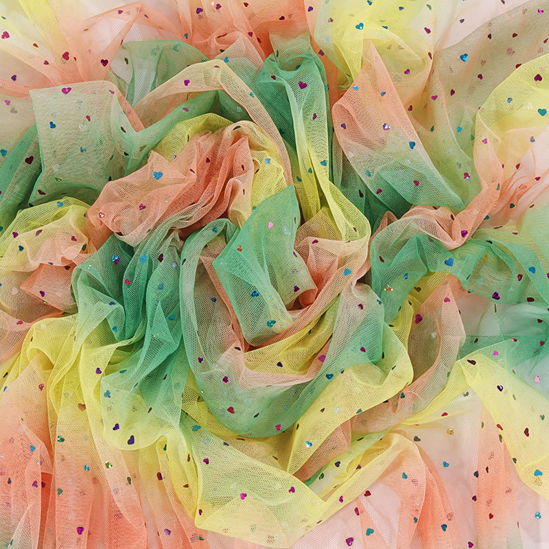 Picture of Scattered Tulle Yarn American Mesh Star Mesh Gauze Love Sequin Bronzing Fabric Mesh Sequin Fabric