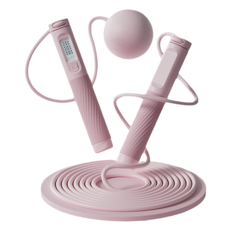 Cordless Rope Skipping Indoor Fitness Fat Burning Steel Wire Rope Load Big Ball Adult Dual-purpose Intelligent Electronic Counting Rope Skipping