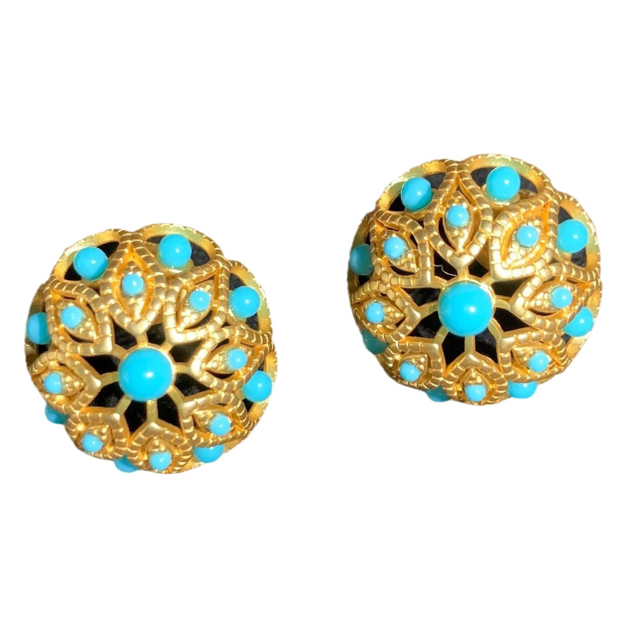 Qingdao medieval [streamer embellishment] retro pure copper earrings umbrella-shaped glass inlaid earrings earrings bright