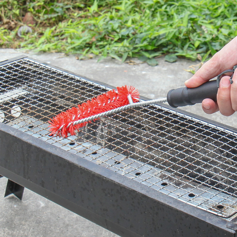 Picture of Cross-Border Stainless Steel Barbecue Cleaning Steel Brush 12inch Triangular Iron Brush Barbecue Mesh Wire Brush Grill Brush Tool