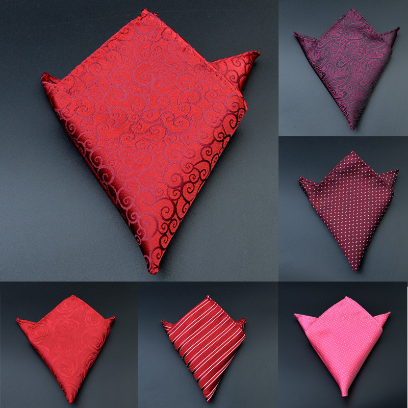Men's shirt suit pocket towel polyester small square handkerchief spot wholesale red festive polyester silk