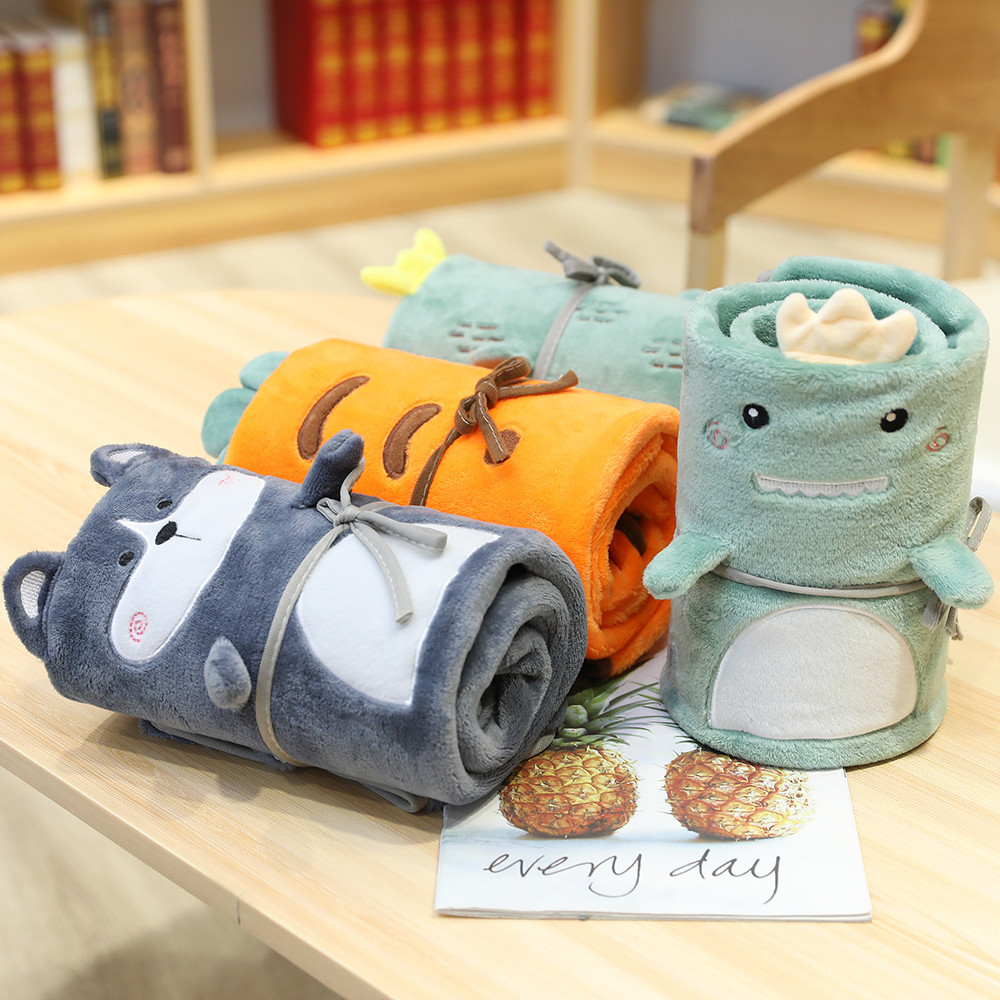 Picture of Cartoon Animal Air Conditioning Blanket, Fruit-Shaped Nap Blanket, Ready for Adding Logo