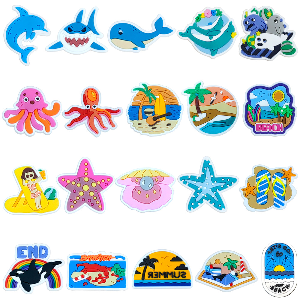 Picture of 20 suit Summer Style Cave Shoes Shoes Flower Shoe Buckle PVC Accessories Sandals Decorative Buckle I-Buckle Shoe Accessories