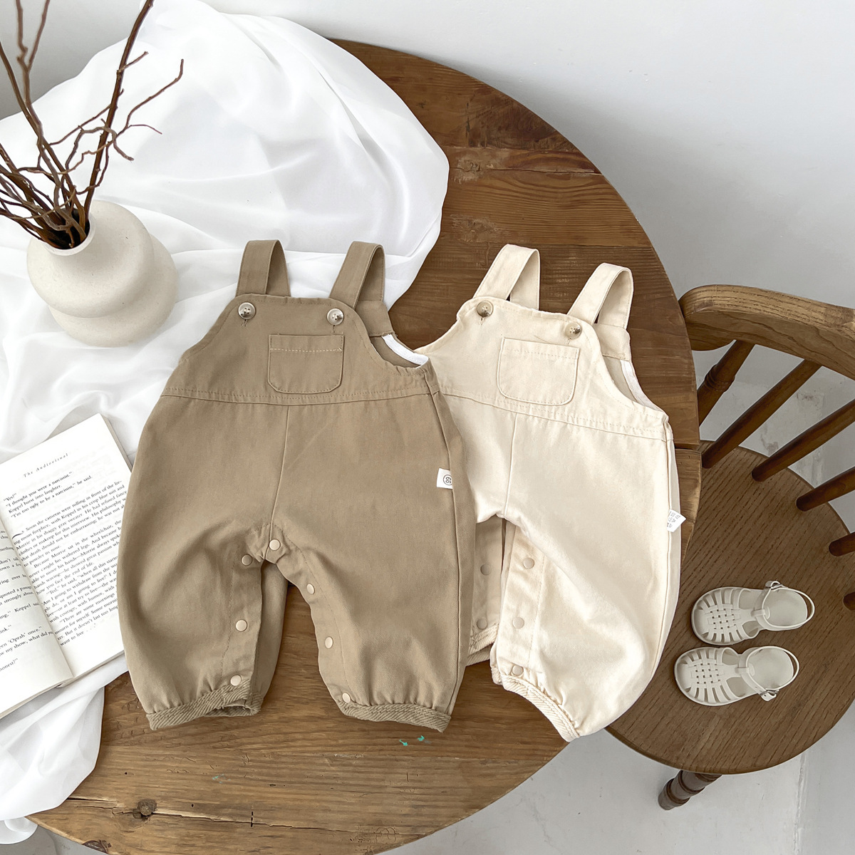 Picture of Korean style ins children's clothing spring and summer trendy matching boys and girls Baby Children's solid color Korean casual Children's overalls