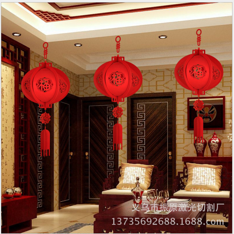 Picture of 2025 New Year Lanterns, Spring Festival Layout Lanterns, Blessing Lanterns, Felt Pendants, Decorative Palace Lanterns, Blessing Characters, New Year Supplies