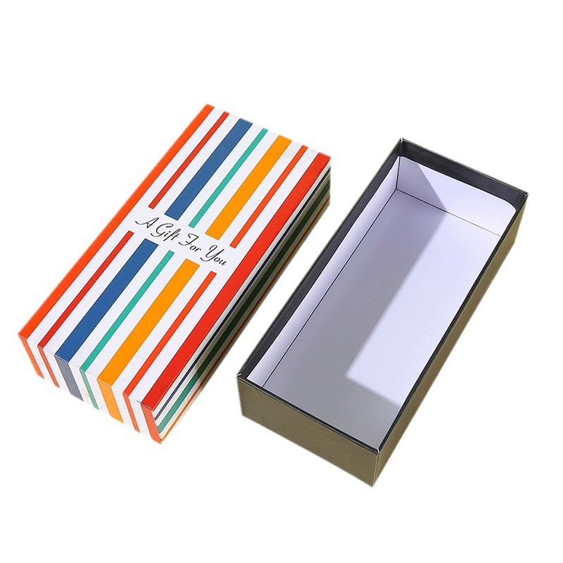 Picture of Cross border striped rainbow color socks packaging box 5 pairs 7 pairs of socks heaven and earth cover packaging box hard box empty box in stock