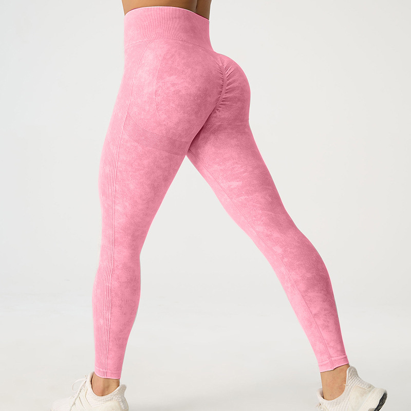 Sandwash Frosted Seamless Peach Yoga Pants Tight Yoga Clothing Outdoor High Waist Sports Stretch Fitness Pants for Women