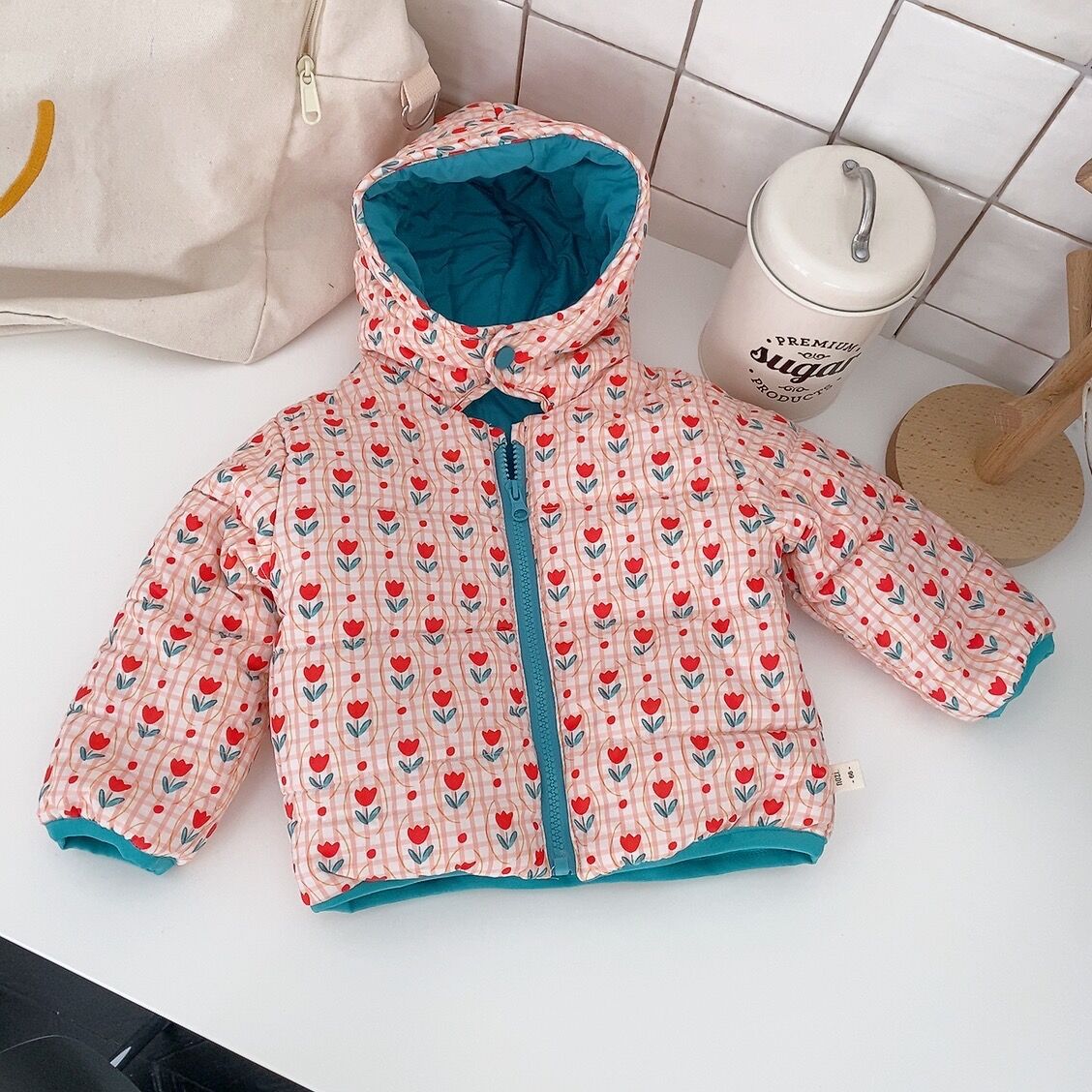 Picture of Children's winter outerwear cotton-padded clothes Korean style children's clothing baby hooded cotton-padded clothes baby winter clothes fleece-lined thickened cotton-padded clothes