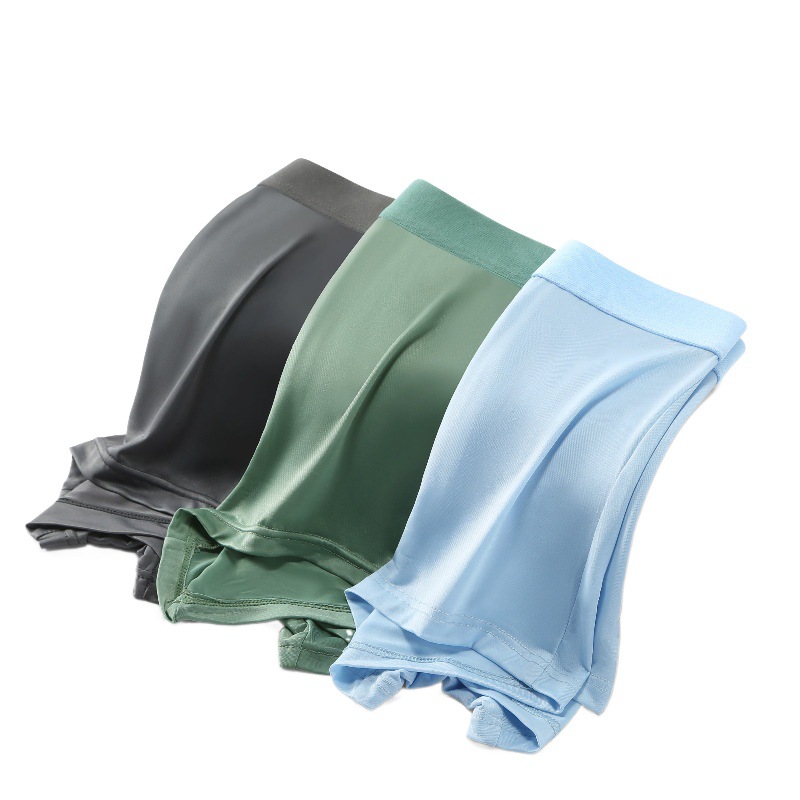 Men's ice silk underwear Seamless boxers loose summer ultra-thin cold breathable quick-drying waist pants manufacturers wholesale