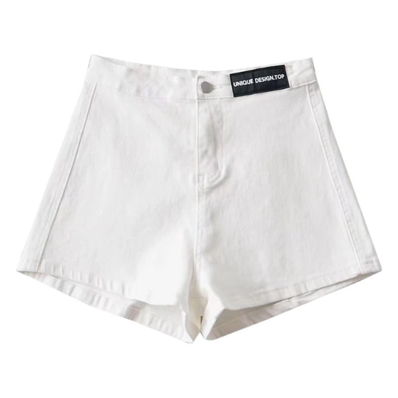 Hot Girls Stretch Slim Straight Hip Hot Pants chic Korean Style High Waist Design Sense Labeled Denim Shorts for Children