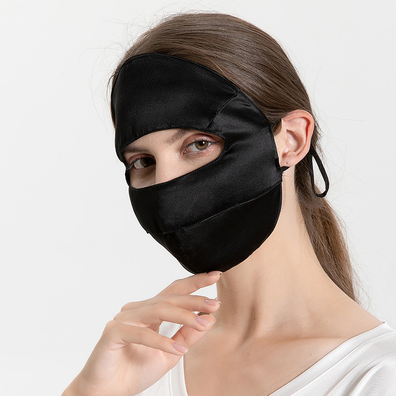 Picture of Silk sun mask sleep breathable full face cover summer UV mask mulberry silk oil smoke-proof veil for women