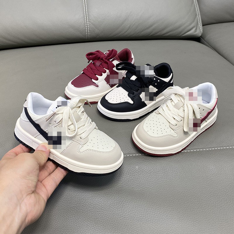 Children's sneaker 2025 new children's shoes boys leather running shoes girls non-slip single-layer shoes low breathable board shoes