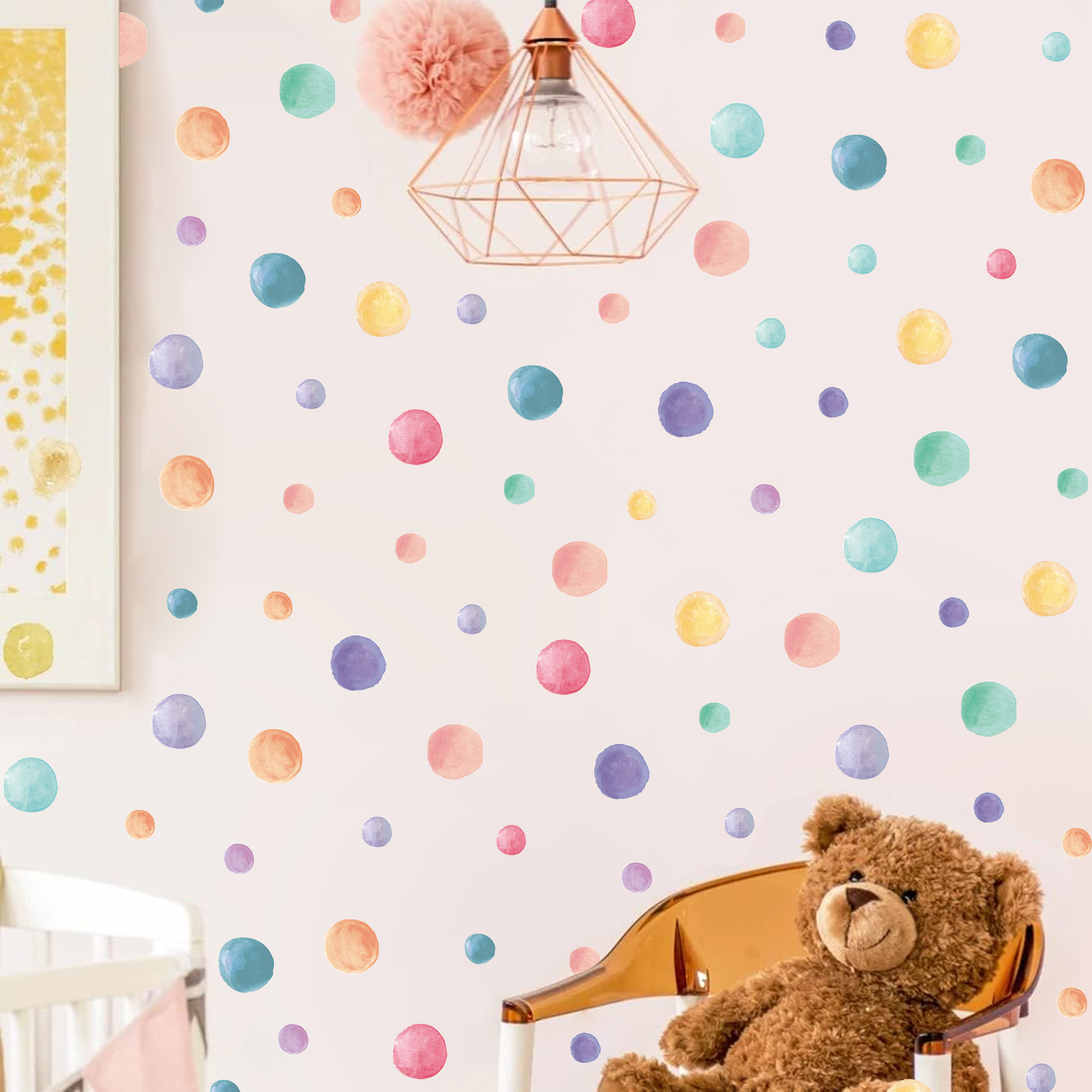 ins Bohemian Children's Room Wall Decorative Wall Stickers Graffiti Karl Color Wave Dot Kindergarten Sticker pvc