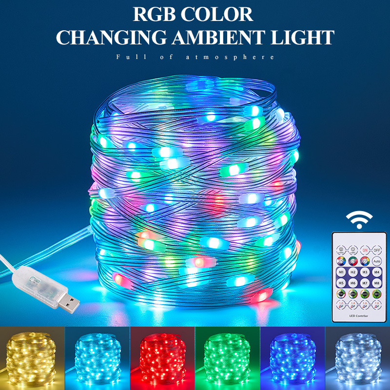Dimmable RGB Illusion Leather Wire Light Outdoor Waterproof Festive Atmosphere Decorative String Lights Indoor LED Luminous Color Lights