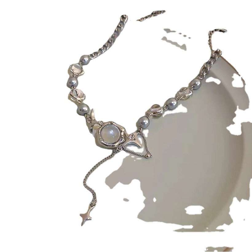 Moonlight Zircon Cross Tassel Necklace Women's ins Hip-hop Style Spice Stitching Accessories 2022 New Accessories