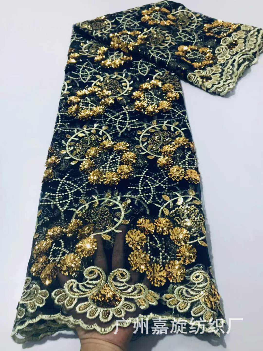 African wedding lace fabric embroidery lace ethnic clothing Sequins fabric Sequins lace JX3860
