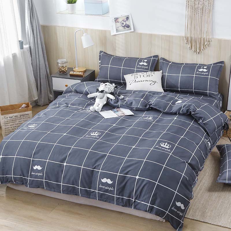 Picture of Small fresh sanding quilt cover four-piece water-washed cotton bed sheet quilt cover simple student dormitory single three-piece wholesale