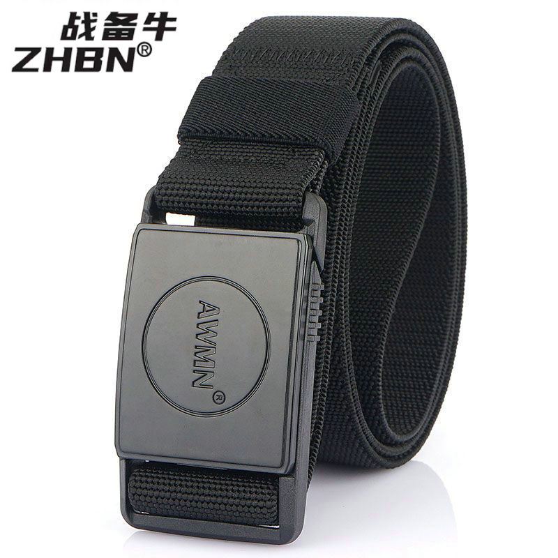 2024 New Simple Woven Elastic Men's Belt Round Label Automatic Buckle Elastic Trouser Belt Ready for Sale