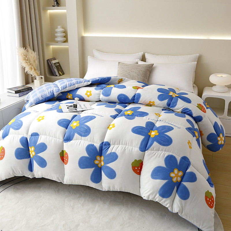Picture of Factory wholesale thick warm winter quilt single student dormitory quilt double core bedding four seasons feather silk quilt