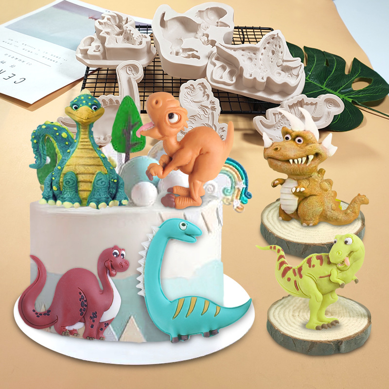 Sanxin Easter Dinosaur Silicone Mold Creative DIY Cartoon Animal Flip Sugar Chocolate Cake Decorative Grinding Tool