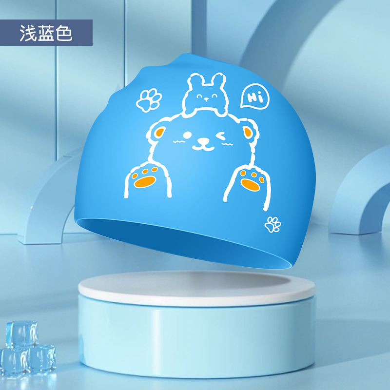Picture of Adult silicone waterproof swimming cap boys and girls Universal silicone swimming cap increase head swimming cap factory direct sales