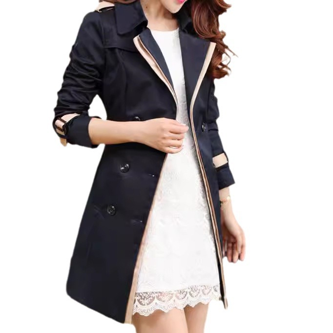 Picture of [Main International] Ladies Fashion Slim Fit Coat Spring and Autumn Color-matching Korean Double-breasted Youth Age-reducing Coat Trendy