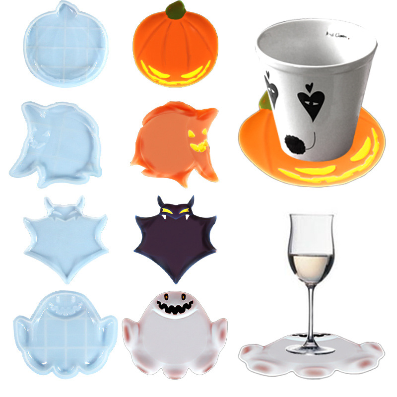 Triumphant diy glue drop mold Halloween series cartoon coaster silicone mold tableware cross-border exclusive