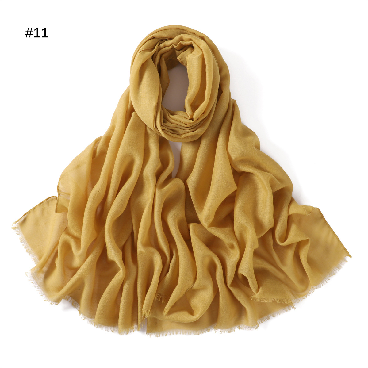 Picture of New fashion cotton and linen soft autumn and winter combed cotton monochrome short beard flat long scarf scarf scarf scarf scarf shawl in stock