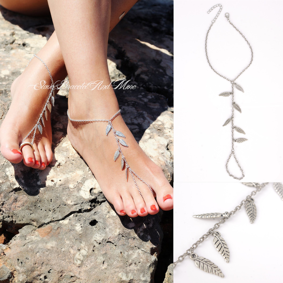 European and American Export Accessories Summer Versatile Beach Casual Anklet Leaf Tassel Mittens Anklet CX1123W
