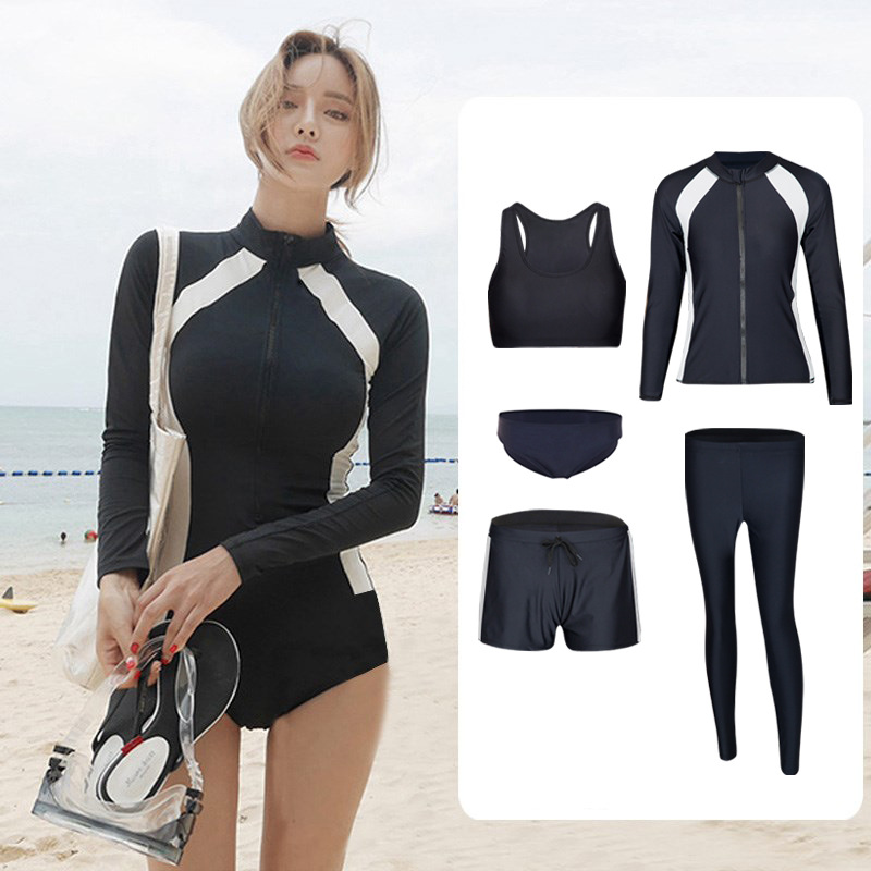 Pear Card Diving Suit Couple Split Zipper Sun Protection Chest Pad Long Sleeve Swimsuit Women's Jellyfish Quick-drying Trousers Men's Scuba Suit