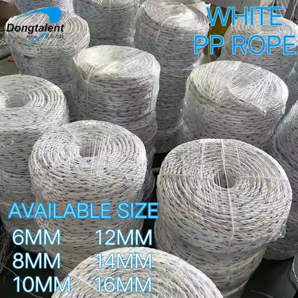 Manufacturer's White Cross-Color Pp Polypropylene Nylon Plastic Wear-Resistant Rope Special Fishery Breeding Greenhouse Laminated Rope Binding
