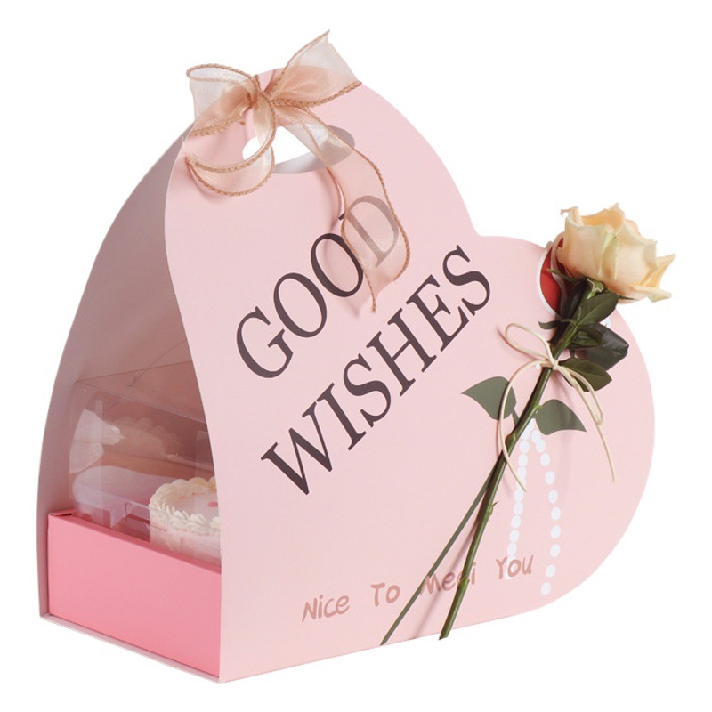 Internet Celebrity Teacher's Day Heart-Shaped Satchel Flower Box Birthday Cake Creative Pink Wedding Candy Gift Box Packaging Box