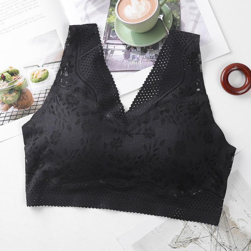 Picture of Seamless Underwear Women's Non-Rim Bra Sexy Lace Beautiful Back Women's Sports Vest Push-Up Bra Breathable Thin