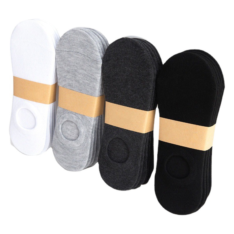 Boat Socks Men's Invisible Socks Cotton Deodorant Spring and Summer Thin Low-Cut Breathable Pure Color Men's Short Boat Socks