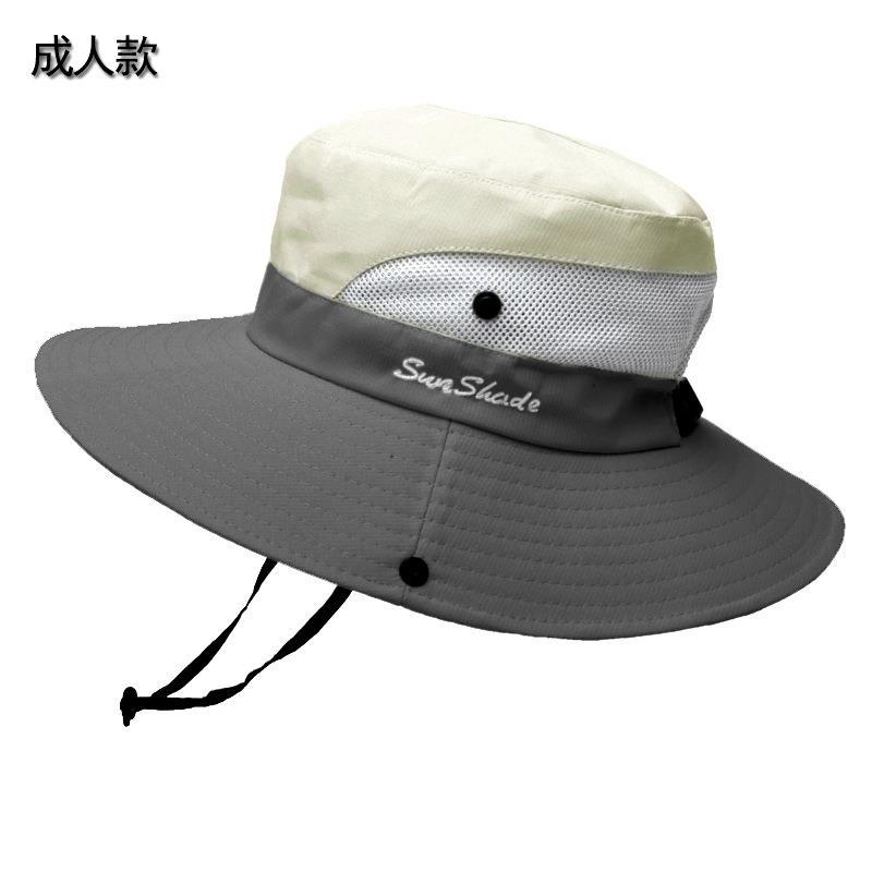 Picture of Cross-Border Summer Women's Outdoor Sun Hat Ponytail Hole Fisherman Hat Sun Protection Sun Hat Breathable Mountaineering Hat Parent-Child Style