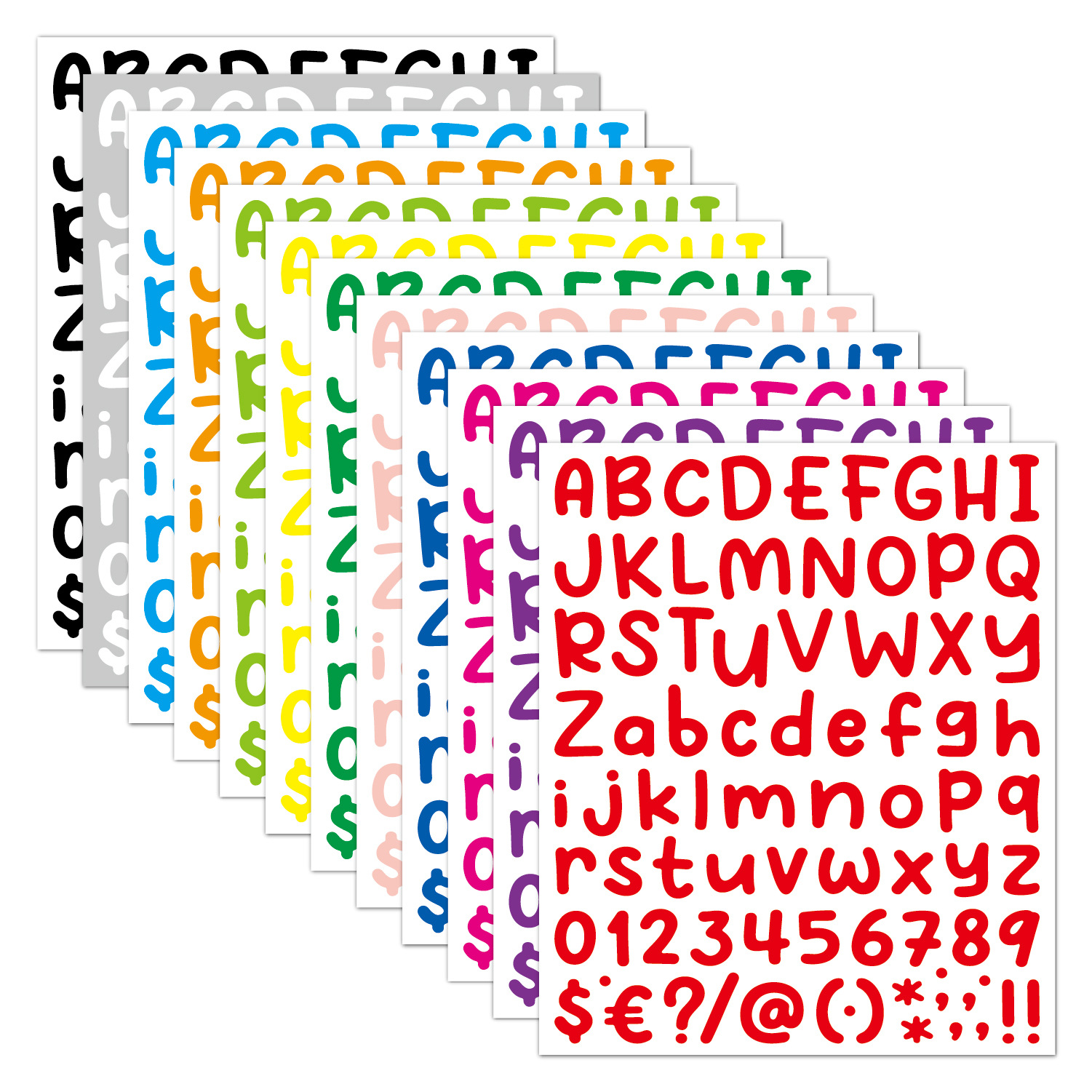 1-inch cartoon letter stickers 12-color multi-color combination stickers personalized mug birthday party logo stickers