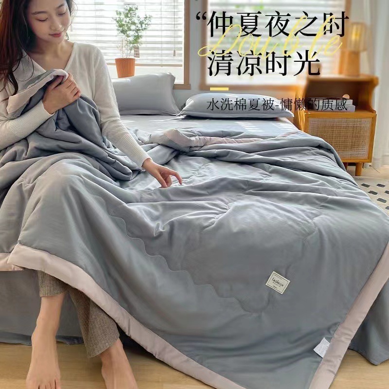 Picture of Nanjiren Washed Cotton Air-conditioning Quilt Single Dormitory Summer Quilt Core Summer Cool Quilt Double Machine Washable Thin Summer Quilt
