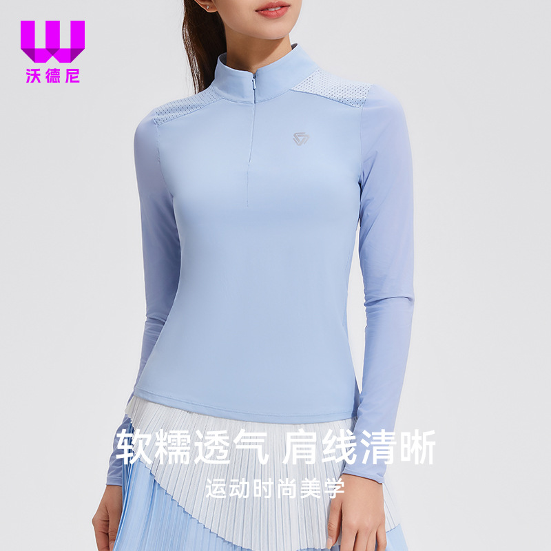 Long Sleeve Women's Vertical Collar Quick-drying Suit Golf Half Zipper Running Outdoor Sports Long Sleeve Summer Breathable Levers