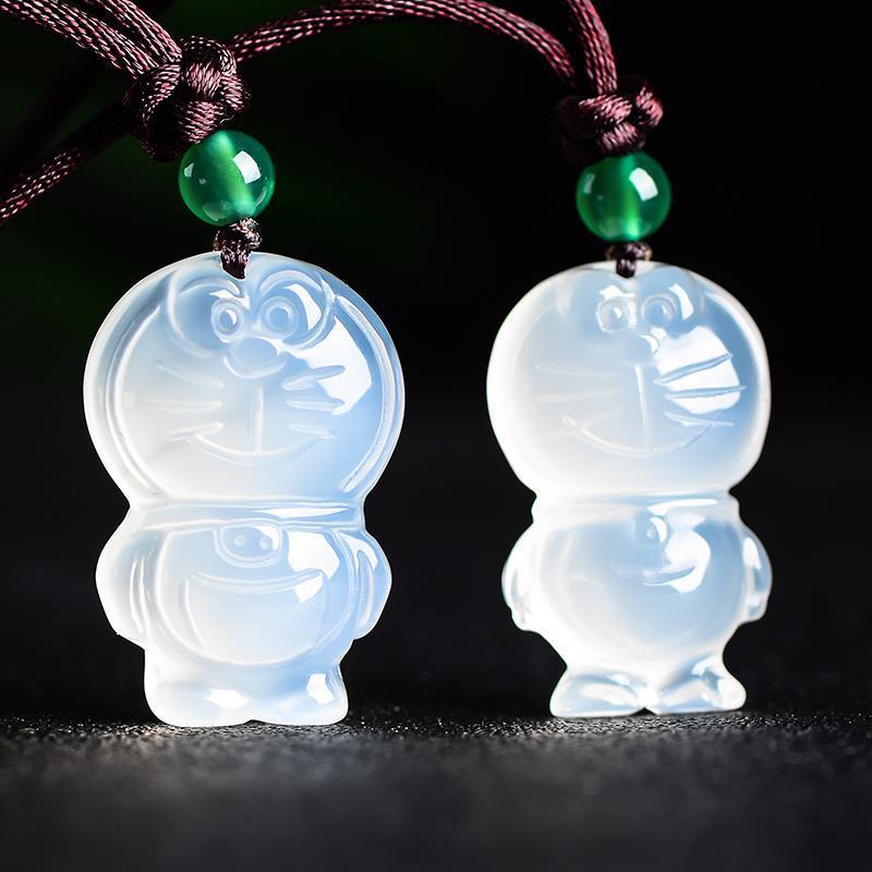 Picture of Ice White Chalcedony Doraemon Pendant Doraemon Children's Jade Pendant Small Ornament Agate Jade Necklace